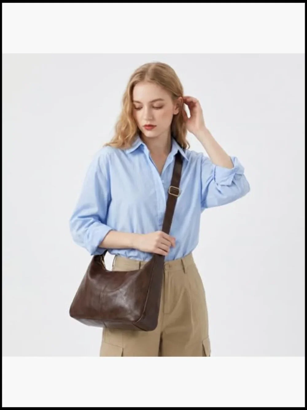 Vegan Leather Slouchy Hobo Shoulder Crossbody Bag Tote Purse Travel